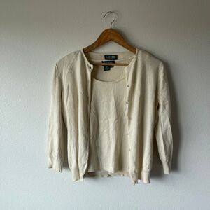 Ralph Lauren Silk Cashmere Sweater‎ Tank and Cardigan Set